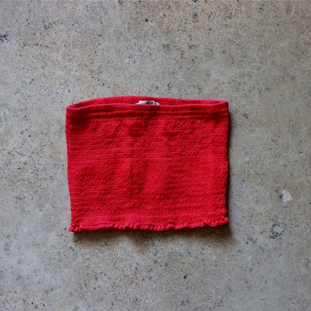 Express One Eleven Red Smocked Tube Top M
